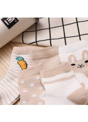 5Pairs/Lot 0-9Y Kids Socks Summer Cotton Cartoon Animal Kids Socks Carrot Girls Mesh Cute Newborn Boy Toddler Children Socks