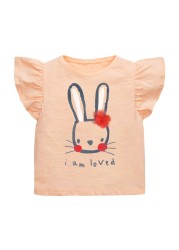 Little Maven 2022 Baby Girls New Fashion Tops Lovely Cartoon Rabbit Cotton T-shirt Soft and Comfort For Kids 2-7 Years