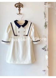 Girls' navy collar dress, navy style, for summer