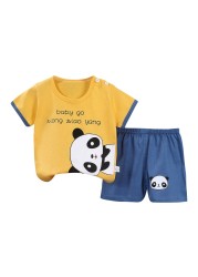 Seieroad Children's Summer Clothes Dinosaur Boys Cartoon T-shirt T-shirt + Pants Kids Clothes Short Sleeve Teenage Clothing Set Tracksuit