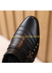 Autumn boys leather solid color soft bottom kids performance fashion rivet boys dress shoes