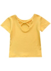 Girls T-shirt Kids Short Sleeve Back Bow-knot Baby Cotton Shirt Clothes 2022 Summer Chilren Hot Color Surface Tees