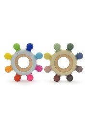 Colorful Wheel Baby Teether Silicone Beads Soother Bracelet Molar Rattle Nursing Teething Chew Toy Bathing Gifts