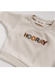 Spring Autumn Baby Sweatshirt Suit Baby Girl Boy Cotton Set Embroidered Letters Kids Pajamas Suit Newborn Baby Boy Girl Outfits