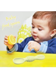 Children Spoon Feeding Tableware Set Baby Utensils Silicone Handle Training Portable Spoon and Fork for Baby