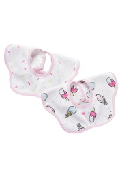 2 packs of cotton baby petal saliva towel baby double-sided snap button four-sided saliva towel neck scarf bib