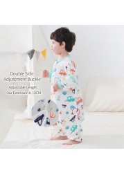 Cartoon Baby Sleeping Bag Kids Pajamas Double Gauze Pure Cotton Long Sleeve Children Zip Sleeping Bag Spring Summer for 1-5Y