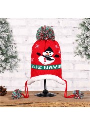 Baby Christmas Knitted Hat Pom Crochet Toddler Knitted Winter Beanie Cute Pompom Santa Claus Kids Warm Cap