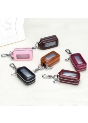 DIDE Vintage Car Genuine Leather Mini Key Bag Coin Purse Wallets Men Women Keys Organizer Keychain Double Zipper Key Cover