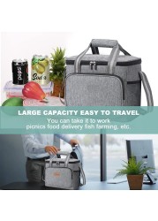 15L Waterproof Capacity Thermal Lunch Box Handbag Travel Bag Portable Cooler Insulated Picnic Food Bags For Men Women Kids