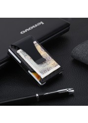 DIENQI Carbon Fiber Card Holder Small Wallet Slim Men Aluminum Metal RFID Magic Small Wallet Thin Male Purses Money Bag Vallet