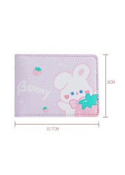 Kawaii Cat Leather Card Wallet for Women Cute Rabbit Cards Driver License Holder Credit Card Protective Sleeve 4 Card Slots