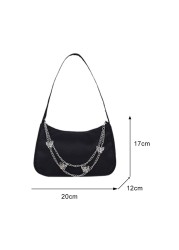 Fashion Women PU Leather Small Shoulder Bag Underarm Ladies Vintage Butterfly Chain Pure Color Zipper Small Wallet Handbag