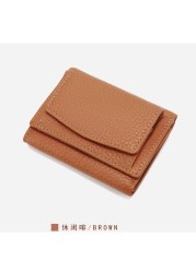 2022 News Japanese Leather Lady's Wallet Personalized First Letter Hot Stamping Card Bag Short ins Hot Leather Zero Wallet