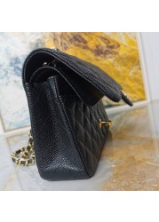 Top quality luxury handbag classic fashion flap caviar leather wear-resistant shoulder bag chain leather bag women