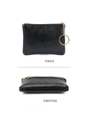 Women PU Leather Mini Coin Purse Three Zippers Card Key Holder Money Bag Female Girls Solid Color Mini Clutch With Keyring