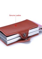 Crazy Horse Genuine Leather Men Wallet Money Bag Rfid id Credit Card Wallet Mini Slim Male Metal Smart Wallet Small Thin Purses