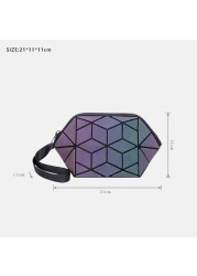 New Geometric Luminous Women Cosmetic Bag Organizer Zipper Makeup Ladies Folding Cosmetic Noctilucent Pouch Travel Make Up Bag