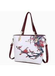 Chinese Style Floral Printing Women Handbags Shoulder Bags Set Female Practical Composite Bag 6 Piece Set Designer Brand Bolsa