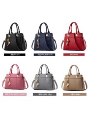 Women Handbags Tassel PU Leather Bag Top-Handle Embroidery Crossbody Bag Shoulder Handbags