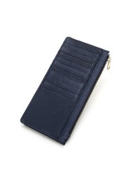 Simple Ultra-thin Coin Purse Ladies Leather Long Zip Wallet First Layer Cowhide Large Capacity Card Holder Wallet