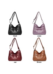 Women Fashion PU Leather Shoulder Bags Solid Color Design Casual Messenger Bags Leisure Multilayer Handbags