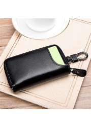 PU Leather Men Women Key Wallet Card Holder Car Housekeeper Coin Purse Keychain Zipper Key Bag With Key Rings