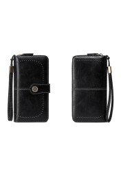 PU Leather Wallets Women Men Long Clutch Credit Card Holder Handbag Female Long Wallet Zipper Hasp Wallet Phone Bag