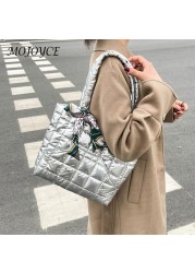 Fashion Oxford Cloth Bag Retro Straddle Bag Down Feather Handbags Women Fashion Solid Color Underarm Bag