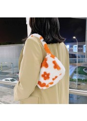 Women Shoulder Bags Soft Warm Plush Handbags Autumn Winter Fluffy All-Match Phone Evening Bags Ladies Top-Handle Bag