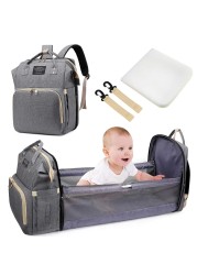 2020 New Woman Portable Folding Bed Light Diaper Backpack Large Capacity Multifunctional Leisure Double Shoulder Nappy Bag
