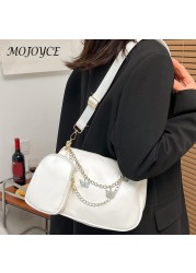 Elegant Women's Shoulder Bag PU Leather Pure Color Underarm Fashion Bags Ladies Butterfly Chain Travel Handbag