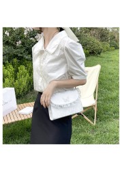 Retro Crossbody Bags for Women Vintage Lace Pearl Chain Ladies Small Square Shoulder Bag Female Clutch Purse Bags Sac Femme