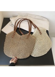 Straw Shopper Summer Bag Casual Large Capacity Hollow Woven Women Beach Ladies Tote Handbags High Design Fashion Travel Shoulder Bag