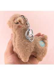 Cute Keychain Soft Cotton Standing Alpaca Shape Key Rings Chain Bag Jewelry Trinket Pendant Purse Bag Decor Key Chains Accessories