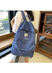 Teen School Bag for Girls Women Printing Bookbags Middle Student Schoolbag Large Black Cute Flowers Nylon Bagpack