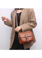 Fashion Vintage Women Messenger Bag Cowhide and PU Leather Designers Handbag Luxury Women Shoulder Bags Female Crossbody Bags