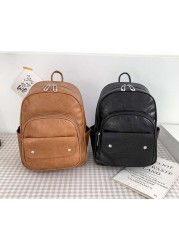 Korean Style Fashion High Quality Leather Backpack Women Large Capacity Travel Backpack School Bags For Girls Shoulder Bags