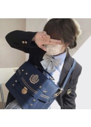 Xiuya 2022 New Japanese Style Preppy JK Uniform Bag Girls School Bag For Women Messenger Shoulder Bag Female Bag Backpack