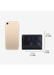 Unisex RFID Blocking Wallet Vintage Leather Credit Card Holder Short Wallet Small Coin Change Pocket Men Women Clutch Money Bag