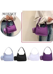 Women Nylon Handbag Solid Color Simple Casual Tote Clutch Bags with Small Purse for Women Fashionable Decoration