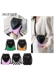 Fashion Heart Flap Bead Strap Shoulder Bag for Woman PU Leather Female Handbags for Ladies Women Outdoor Shopping