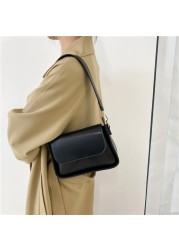 Qiaoduo 2022 Fashion Women Shoulder Bag Soft PU Leather Underarm Female Bags Solid Color Small Square Box Wide Strap Handbag