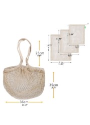 7pcs Organic Cotton Mesh Shopping Bag Gauze Net Bag With Drawstring Reusable Shopping Tote Food Storage Grocery Shoulder Bag