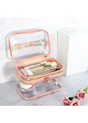 2022 Ladies Transparent Waterproof Cosmetic Bag Female Wash Toilet Bag Organizer Large Capacity PVC Travel Makeup Storage Bag