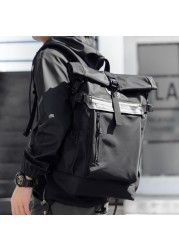 Anti-theft rolling top flap button cover male college student school bag high capacity large capacity travel bag urban backpack