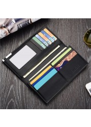 Long Wallet Business Card Holder Hasp Wallet Aluminum Metal Credit PU Leather Wallet Checkbook Small Card Wallet For Man