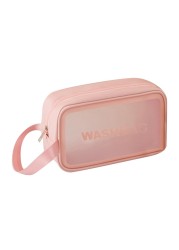 Portable Large Capacity Travel Portable Transparent Wash Bag PU Waterproof Matte Cosmetic Bag Skin Care Product Storage Bag