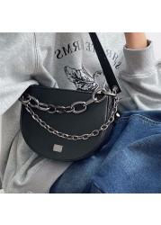 Xiuya 2022 Street Women Saddle Bag Chain Design Shoulder Bag Underarm Sweet Cool All-match Casual Messenger Bag Pouch Pouch