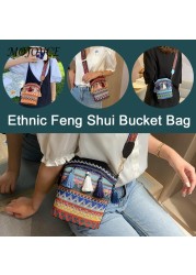 Women Shoulder Crossbody Bags Woven Tassel Small Bucket Female Handbags Messenger Handmade Bags Ladies Handbags